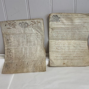 Antique Vellum Documents, Pre Revolutionary France Papers 1683 & 1744 ...