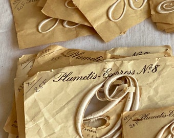 Antique Silk Applique for Vintage Wedding Furnishing and Sewing by Plummetis letters O & Z/ ONE