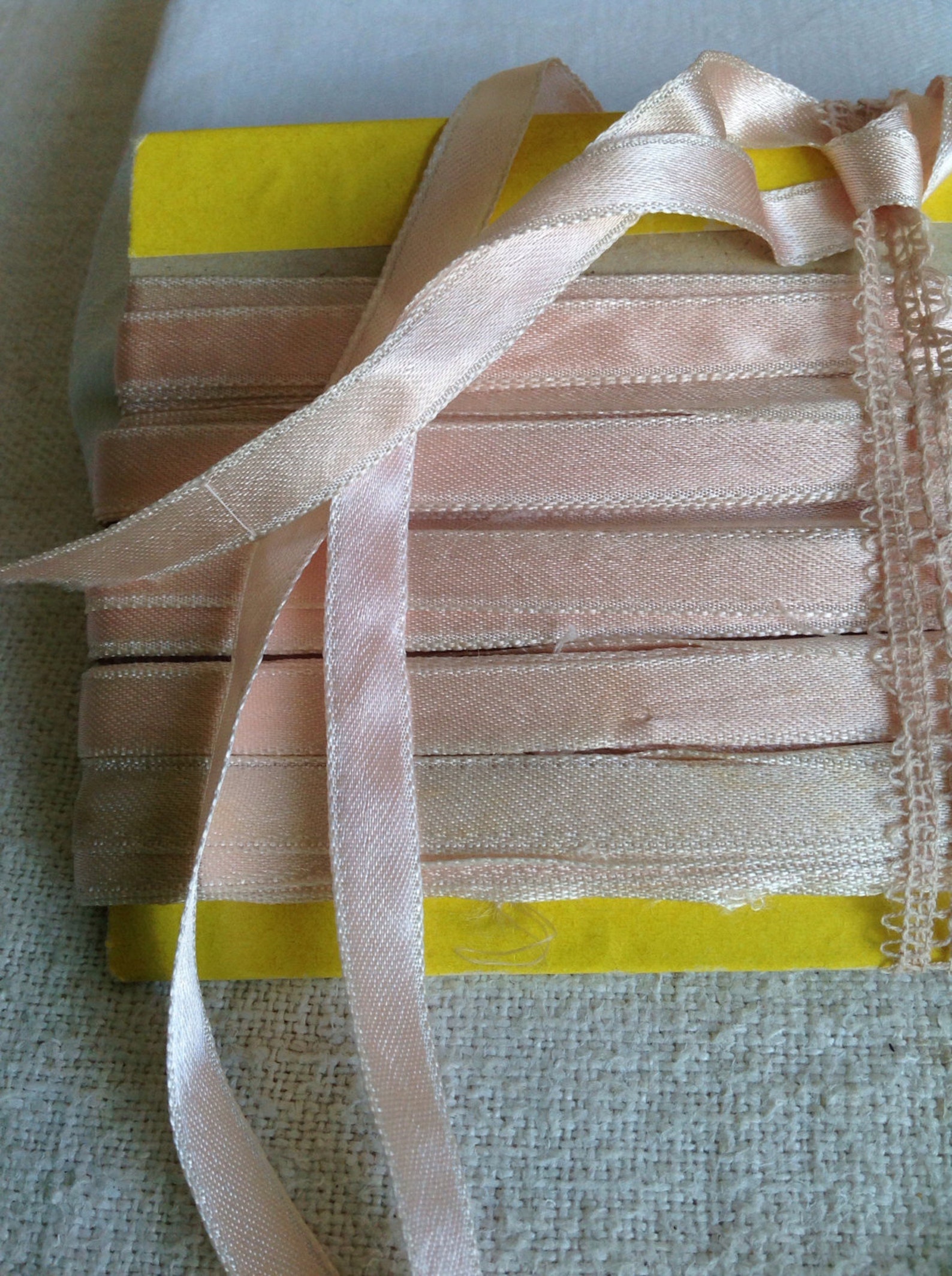 vintage tape ribbon. pink satin trim. wedding bouquets, dolls & ballet. 3m vintage haberdashery new old stock