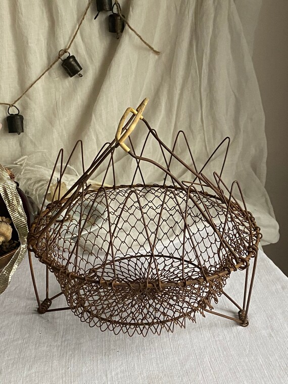 フランス アンティーク たまご用パニエ ワイヤーバスケット
