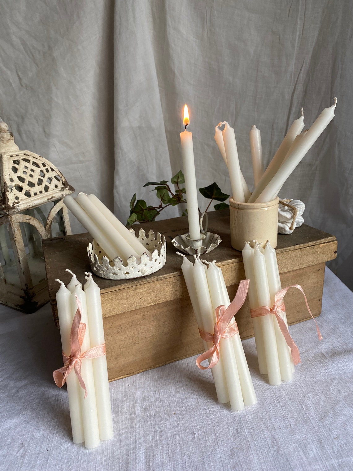 Off white Candles Romantic Home Decor Slim Taper Candles/ 13 x Etsy