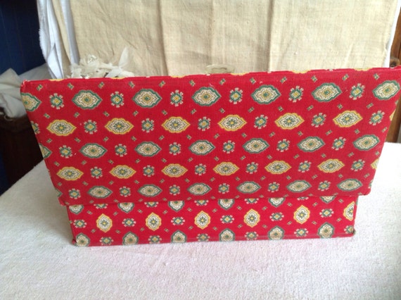 Antique Fabric Box, Vintage Red French Fabric. Boudoi… - Gem