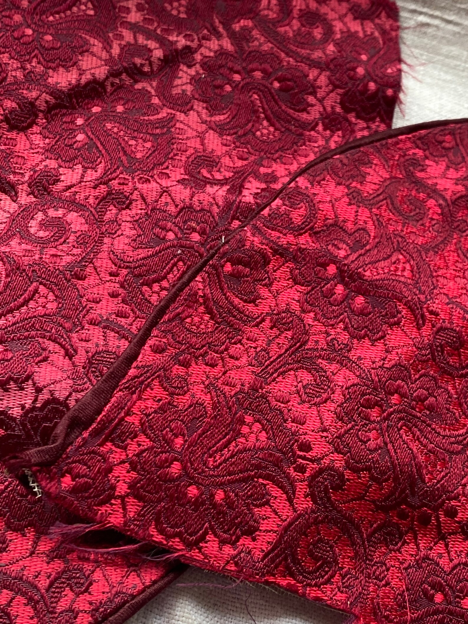 Antique Fabric Remnants Vintage Red Silk Jacquard. Etsy UK