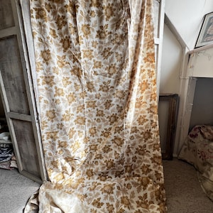 Vintage Floral Fabric French Sepia & Sand Floral Textile for Furnishing Projects. Vintage Home Decor, Chateaudeco / RARE