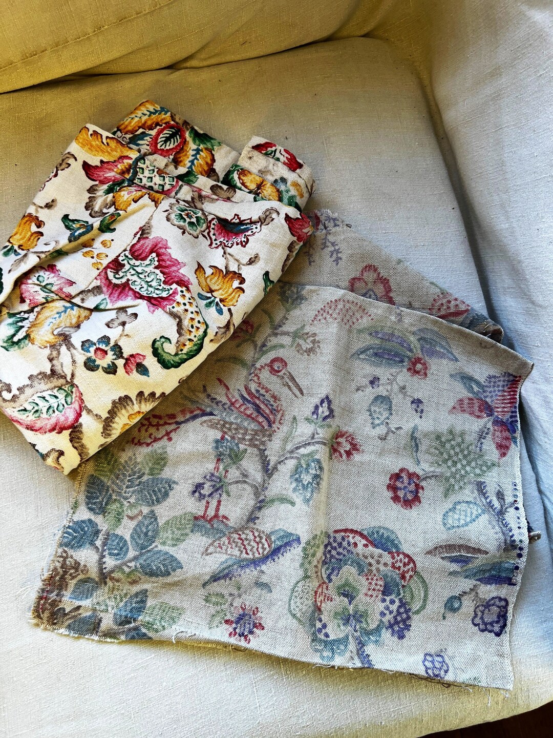 Vintage Fabric Remnants Floral Fragments. Vintage French Etsy