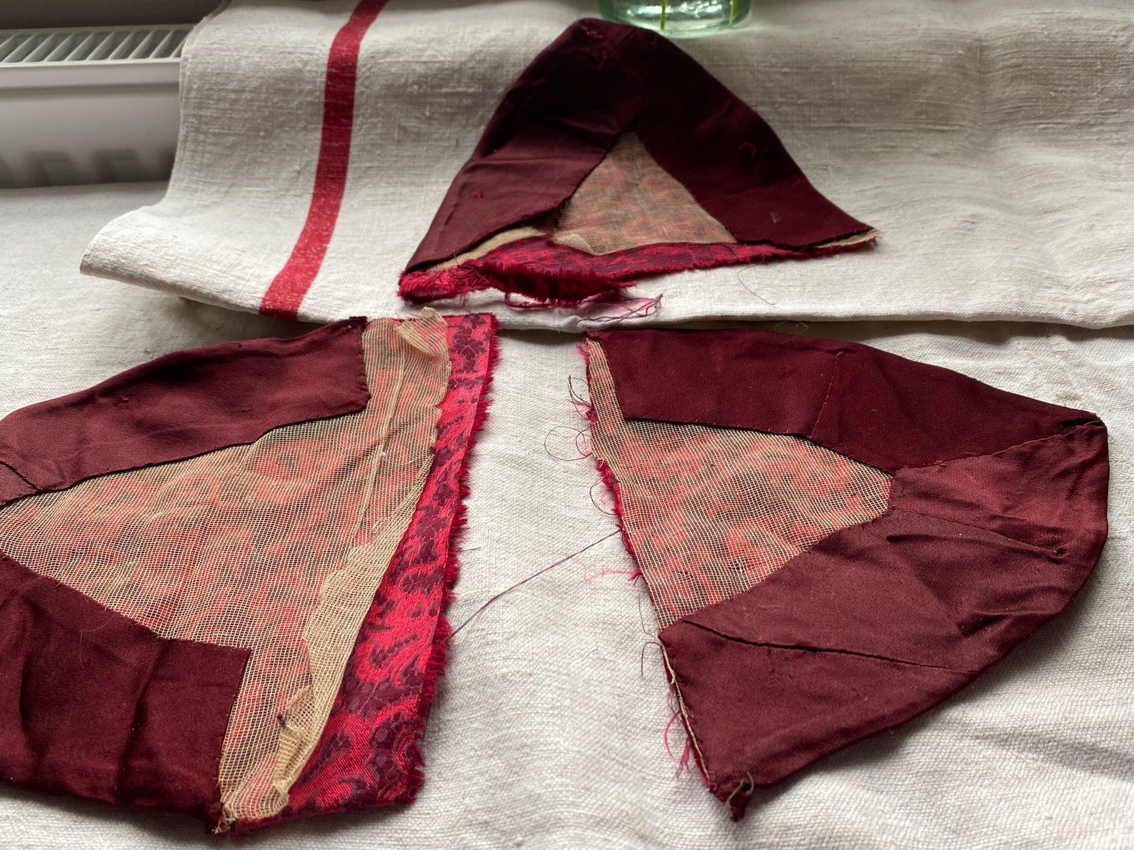 Antique Fabric Remnants Vintage Red Silk Jacquard. Etsy UK