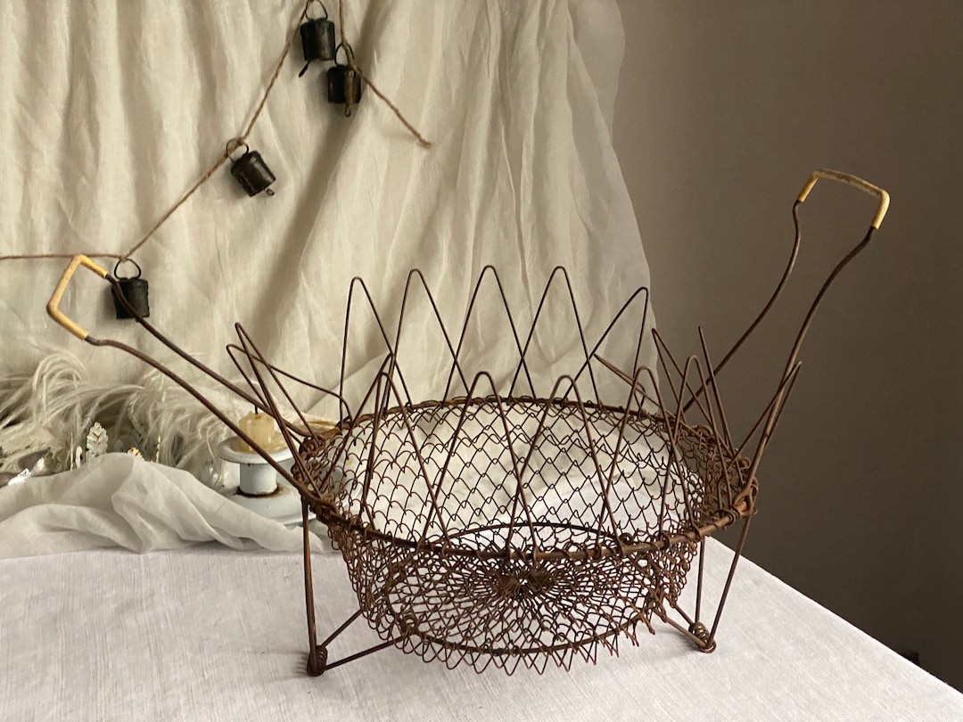 Antique French Wire Basket: Rustic Farmhouse Kitchen Decor - Etsy