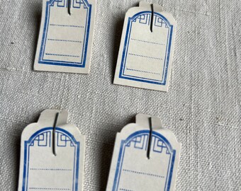 Vintage Label Tags, Paper shop Labels with wire, 10 pc/ Vintage shop Supplies, 1950s French. Old Haberdashery Shop, craft supplies