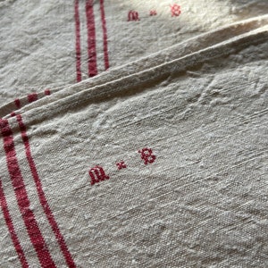 Antique Table Kitchen Linen, Vintage French Tea Monogram