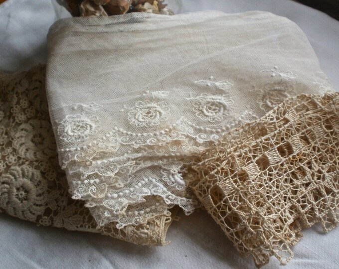 Antique Laces Lovely Collection of 3 Wonderful Laces Wedding Etsy