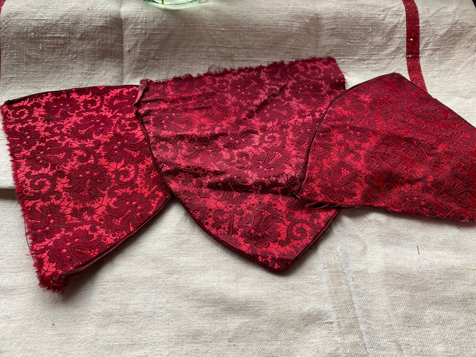 Antique Fabric Remnants Vintage Red Silk Jacquard. Etsy UK