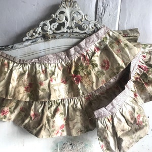 Antique French Silk Chintz Valance: Pink Floral Chateau Decor (One Yard)