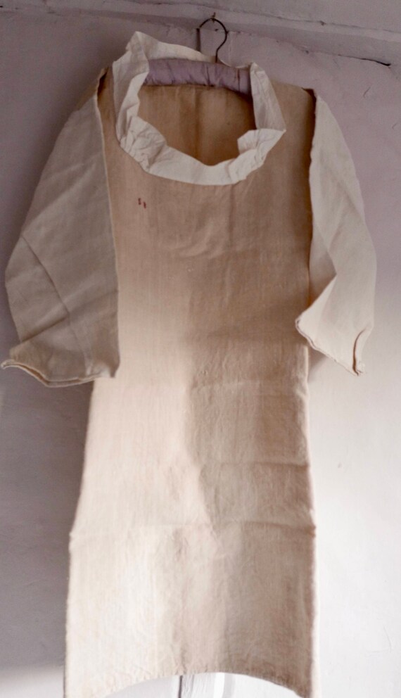 Vintage stof antieke Chemise hennep & katoen Smock Frans 19C Vintage stof antieke Chemise hennep & katoen Smock Frans 19C