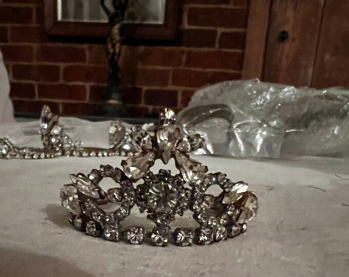 Vintage Tiara Dolls Antique Mini Crown. Boudoir Decor Dolls. Rhinestone