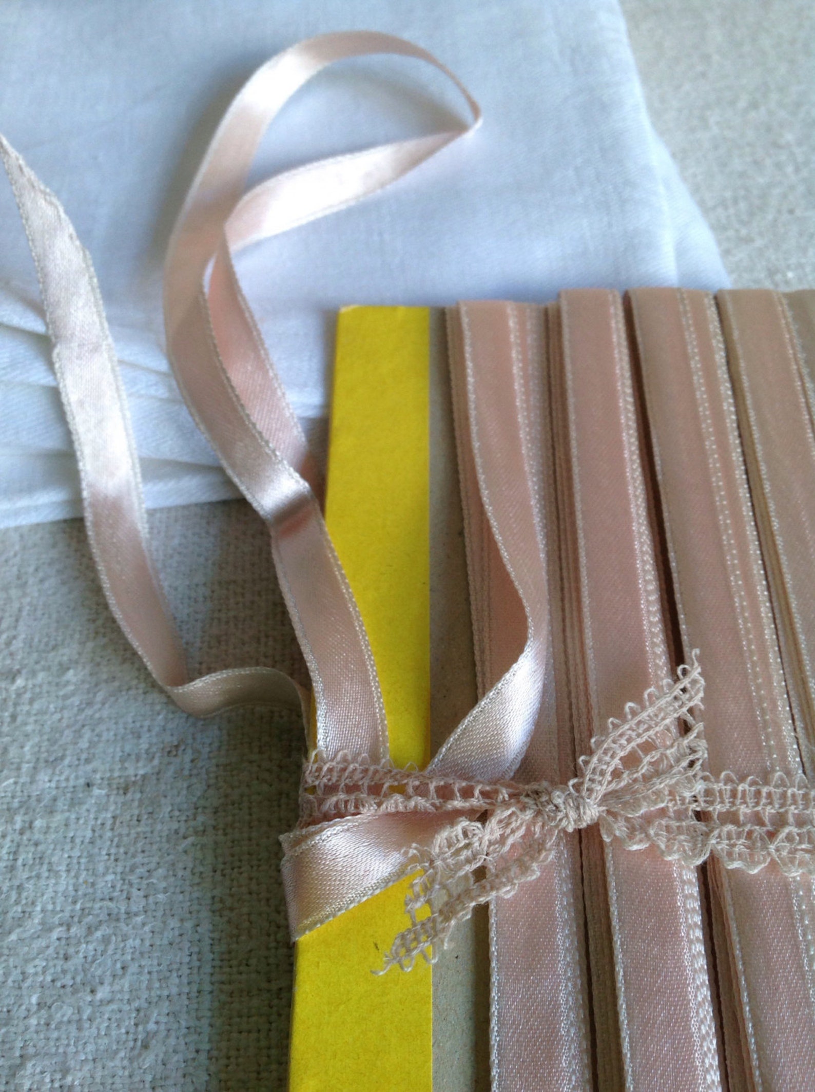 vintage tape ribbon. pink satin trim. wedding bouquets, dolls & ballet. 3m vintage haberdashery new old stock