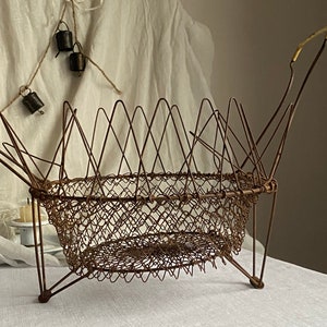 Antique French Wire Basket: Rustic Farmhouse Kitchen Decor