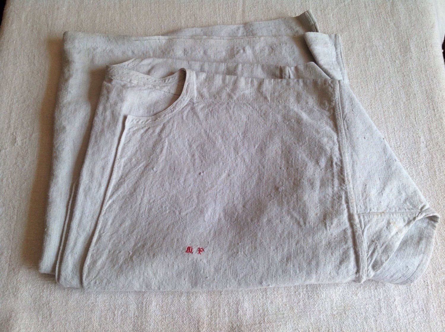 Antique Chemise Vintage Unbleached Linen Smock Shirt - Etsy UK