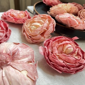 Vintage Pink Paper Roses: Milliner Fascinator Supplies, Floral Decor (5pc