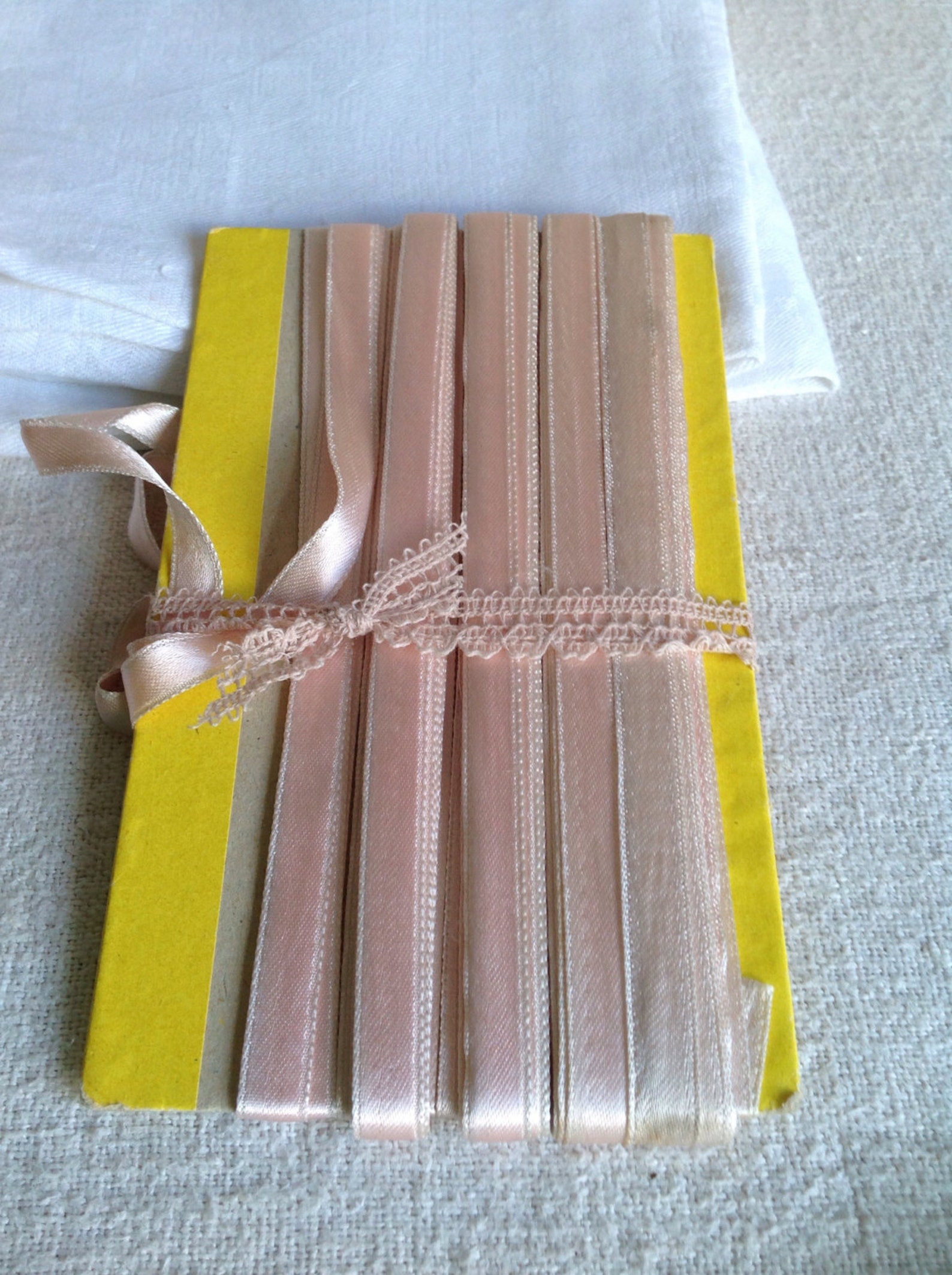 vintage tape ribbon. pink satin trim. wedding bouquets, dolls & ballet. 3m vintage haberdashery new old stock