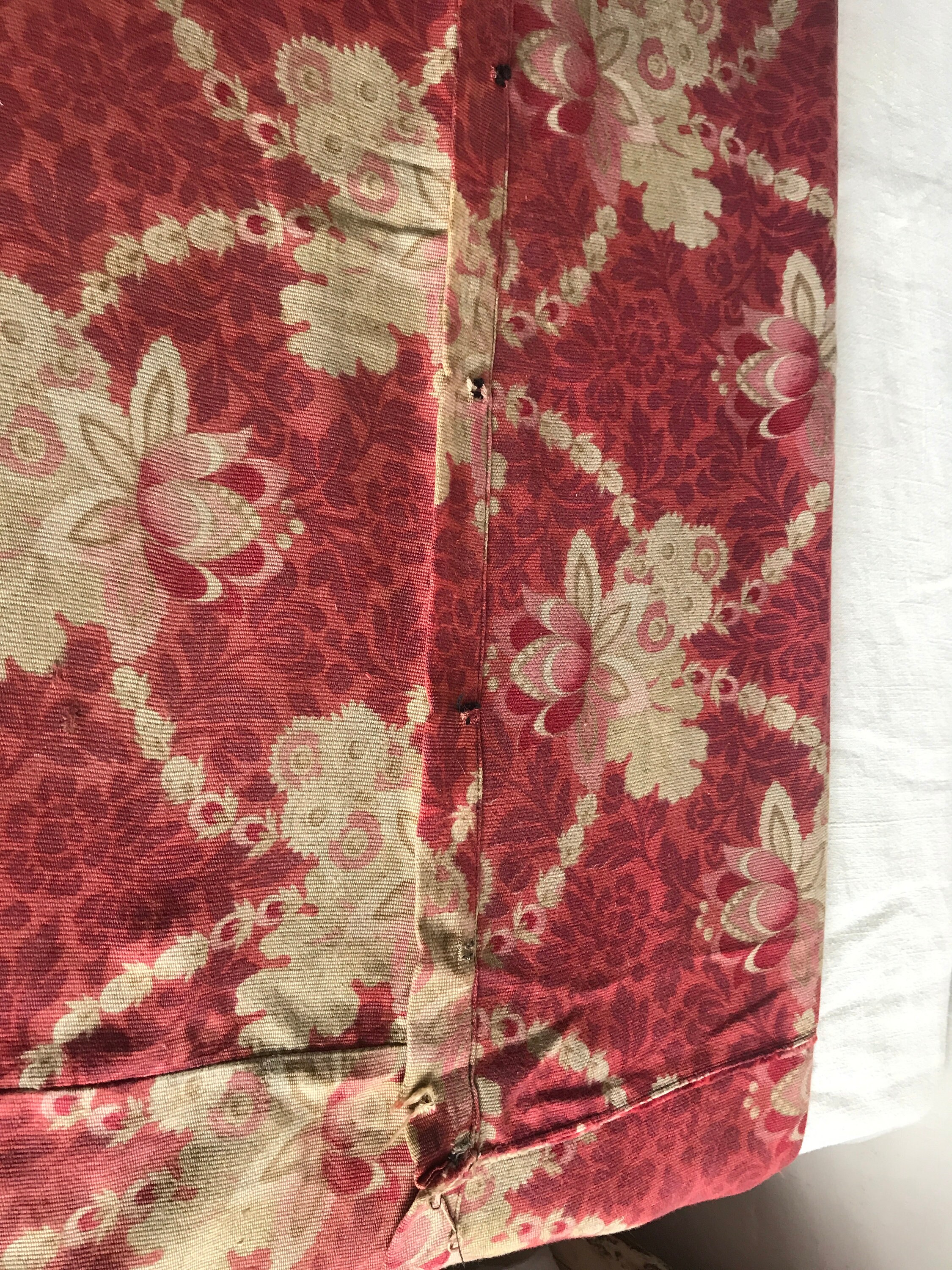Antique Fabric Remnants Vintage Red Floral Fabrics Etsy UK