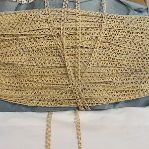 Antique Triangular Bobbin Lace Trim, Pastel Yellow Cotton Edging, Period Costume Fabric