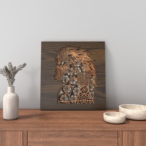 Laser Cut 3D Knight Horse Wall Art SVG, Medieval Armor Design for CNC & Lasers, Intricate Layered File, Digital Download