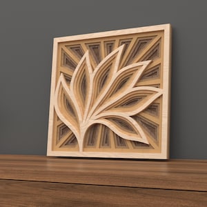 Maple Leaf Inspired – 3D Wooden Laser Cut Wall Art SVG | Abstract Botanical Leaf Design | Fall Mandala | Cricut & CNC File for Laser Cutting