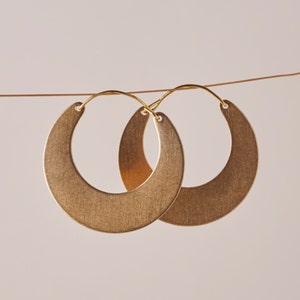 Gold Half Moon Tribal Hoop Earrings Creole hoop earrings Crescent moon hoop earrings Brass Jewellery Half hoop earring Nickel free image 3