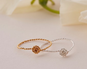 Skinny Stacking Ring | Knot ring | Twisted Rope ring | Thin ring band | Knuckle Pinky Midi ring | Simple minimalist ring | Tiny gold ring