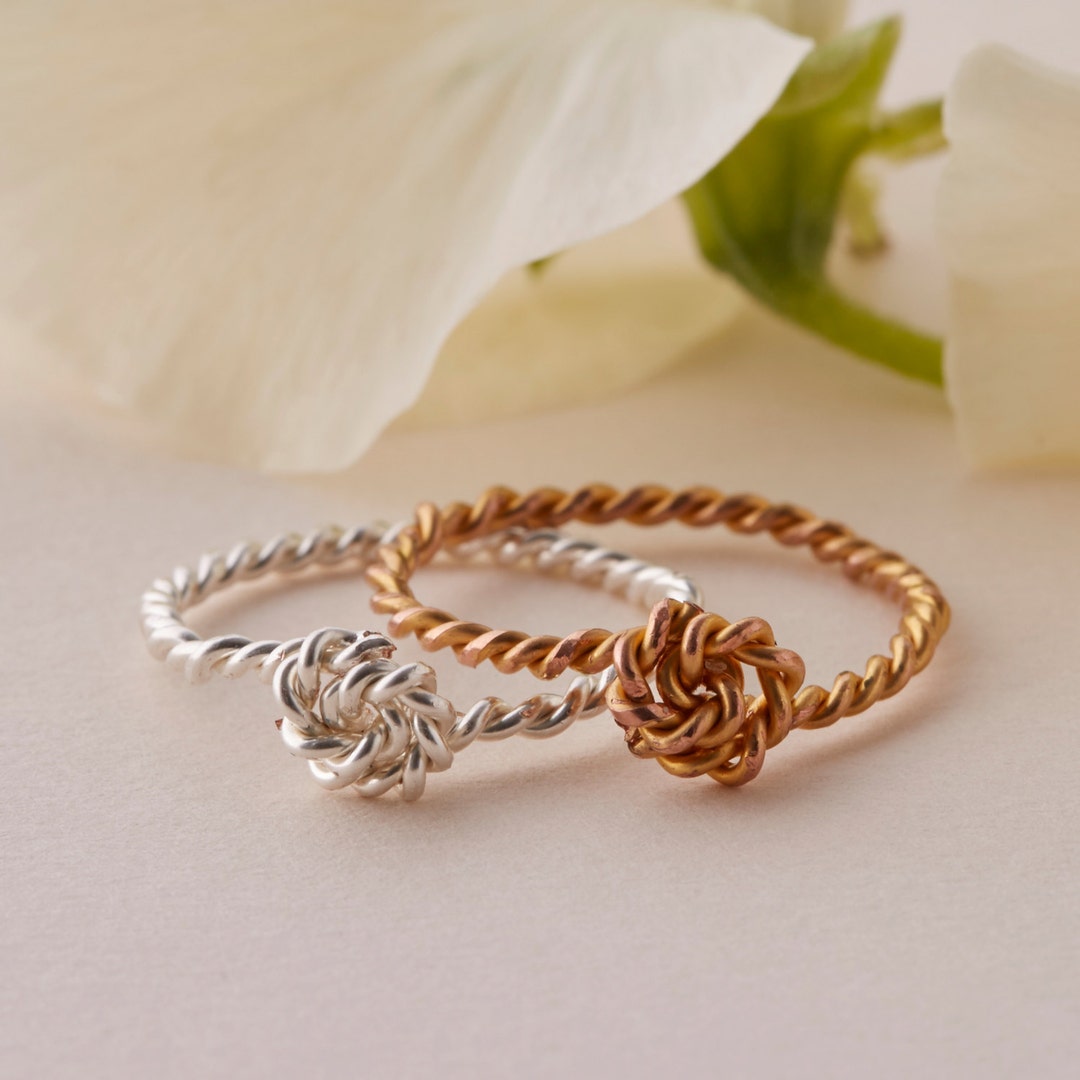 Twisted Rope Ring Setting Knot Ring | Twisted Rope Ring | Stacking Ring in Gold or Silver | Thin ...