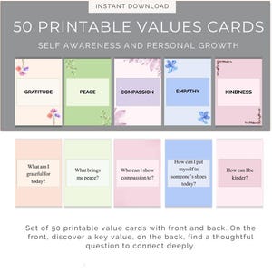50 carte dei valori personali - Download digitale per la meditazione e la scoperta di sé