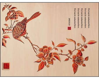 Schichtholz Schnitzerei Malerei Blumen-Vogel-Kunst, orientalisches Dekor
