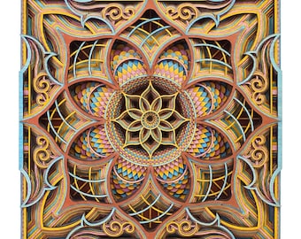 12-Schicht-OSB-Holz Mandala-Wandkunst, geometrische Heilige Geometrie zum Aufhängen