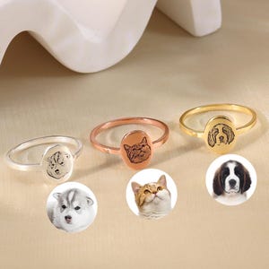 Custom Oval Pet Portrait Ring,Custom Pet Portrait Ring,Engraved Dog Cat Ring,Pet Signet Ring,Pet Loss Gift,Pet Lover Gift,Pet Gift for Her