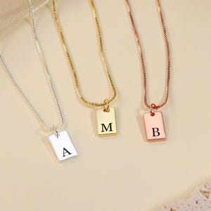 Gold Initial Necklace,Personalized Letter Necklace,Dainty Initial Tag Necklace,Initial Name Tag Necklace,Gold Bridesmaid Gift,Gift for Mom