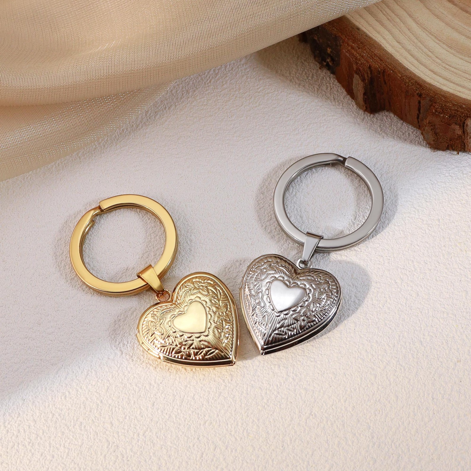 Custom Heart Photo Locket Keychain,custom Engraving Locket Keychain ...