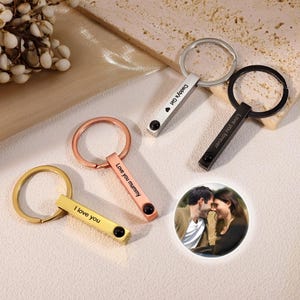 Custom Projection Engraving Keychain for Him,Projection Photo Keychain,Personalized Keychain with Photo Inside,Christmas Gift,Gift for Him