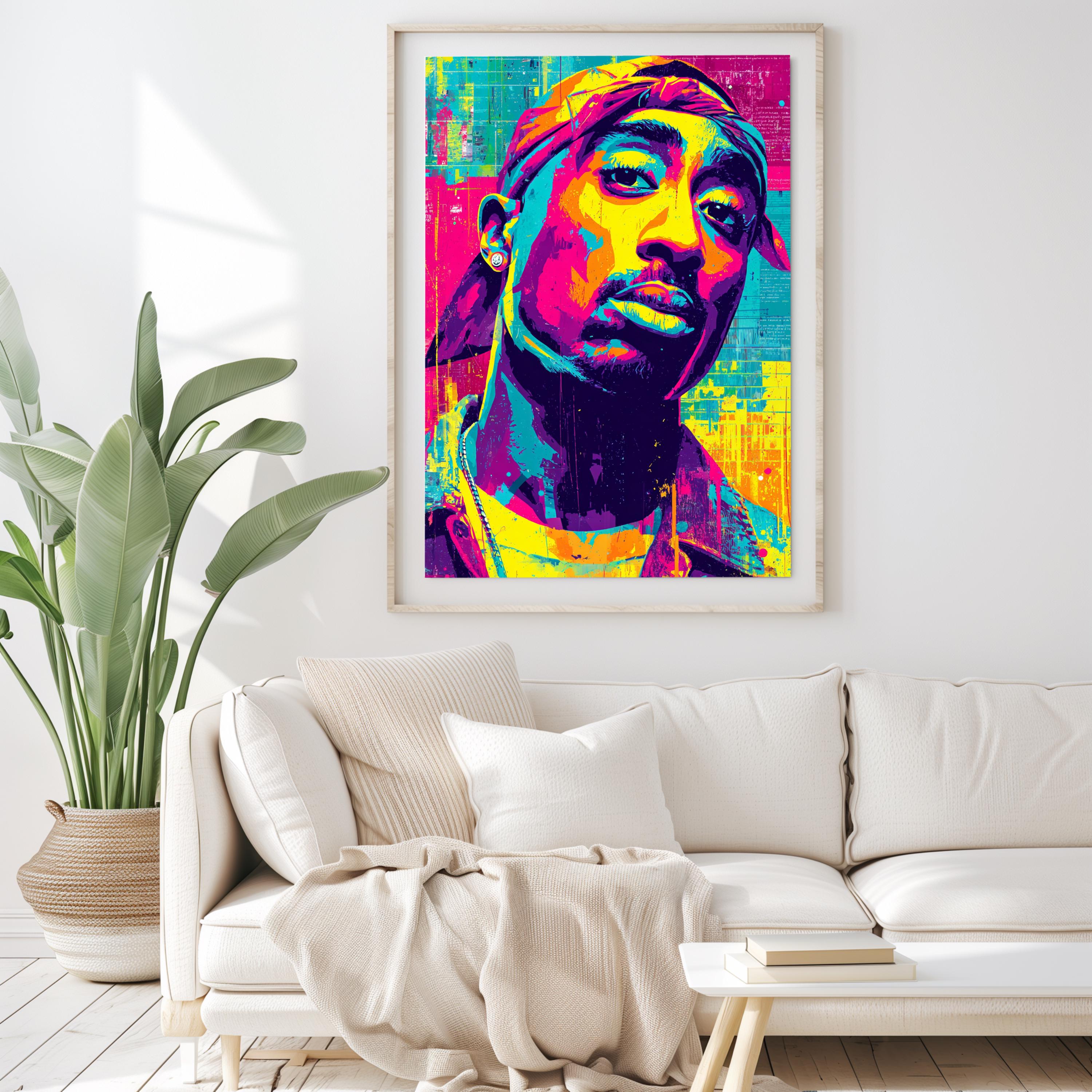 Tupac Pop Art Icon Poster | Colourful Hip Hop Wall Art Print | Bold ...