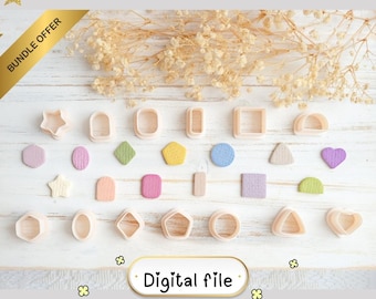 Basic Shapes Polymer Clay Cutter Bundle STL – Geometric Earring Cutters Digital Download   | DIY Craft Digital File