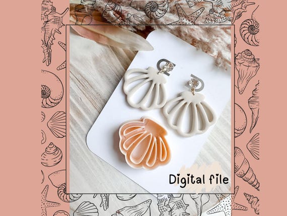 Shell Polymer Clay Earring Cutter STL File – 3D Printable Jewelry Making Tool – Digital Download, Digital File, Digital file clay cutter