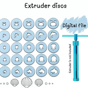 Sea Polymer Clay Extruder Disc Set – STL Files for 3D Printing | Crab, Dolphin, Octopus, Shark, Clay Tool Accessories