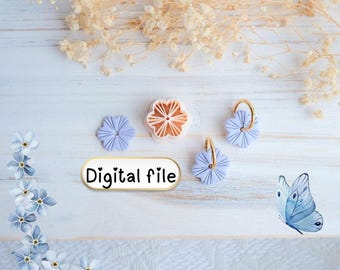 Textured flower  with lines Polymer Clay Earring Cutter STL File – 3D Printable Jewelry Making Tool – Digital Download - Digital File