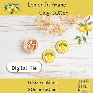 Citron Polymer Clay Cutter STL | Citron örhängesutstickare 30–50 mm | Sommarlera utstickare set | Sommar smyckesverktyg digital nedladdning