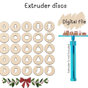 Christmas Polymer Clay Extruder Disc Set – STL Files for 3D Printing | Gingerbread Man, Hat, Tree, Sock, Wreath Shapes Clay Tool