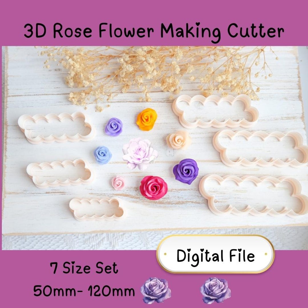3D Rose Flower Cutter STL Set | Polymer Clay Petal Cutters | Digital ...