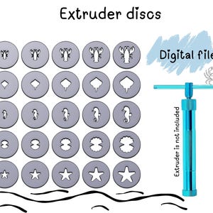 Ocean Polymer Clay Extruder Disc Set – STL Files for 3D Printing | Seashell, Sea Horse, Lobster, Manta Ray, Star Fish Shapes Clay Tool