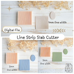 Striped Line Polymer Clay Cutter STL File, Ribbed Line Slab Cutter for Earrings, 3D Print Texture Clay Tool for Jewelry Making