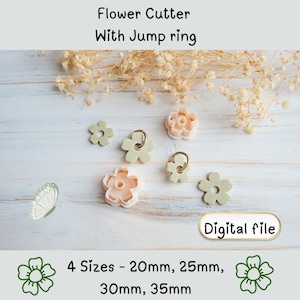 Cortador de pendientes de arcilla polimérica con forma de flor y anilla (archivo STL) - Herramienta para hacer joyas imprimible en 3D - Descarga digital - Archivo digital
