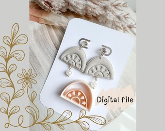 Arch with Drop Polymer Clay Cutter Digital File – STL for 3D Printing, Earring Cutter for Clay Jewelry Making, Boho Plant Design