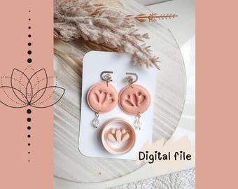 Round Shape with Drops Polymer Clay Cutter Digital File – STL for 3D Printing, Earring Cutter for Clay Jewelry Making, Boho Plant Design